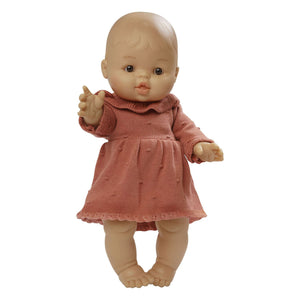 Heless poppen brei jurk perzik, 28-35 cm