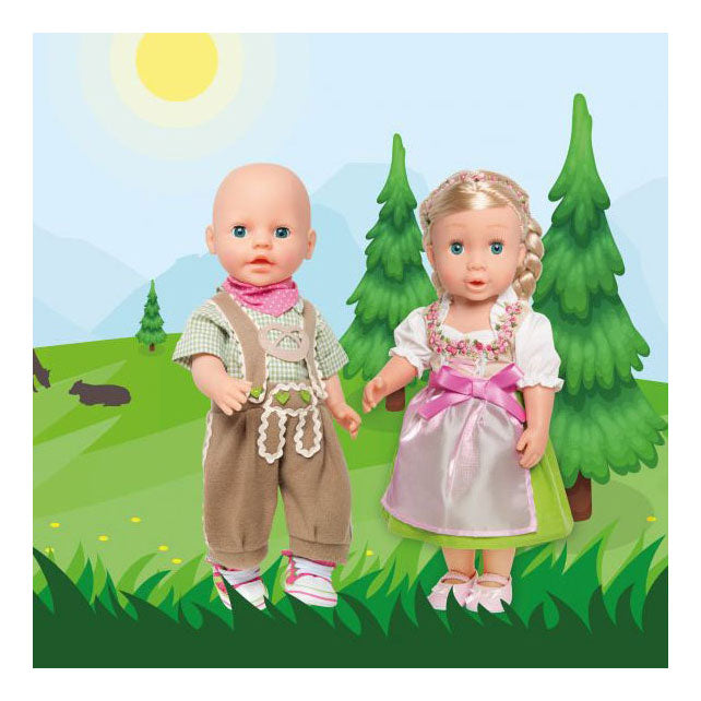 Load image into Gallery viewer, Heless poppenkleding lederhosen met overhemd en sjaal,35-45 cm
