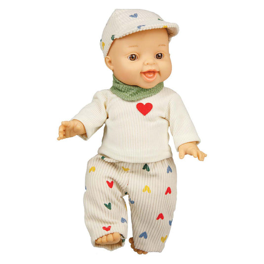 Heless poppen ribfluwelen broek hartjesconfetti, 28-35 cm