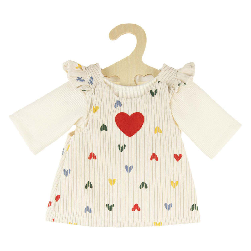 Load image into Gallery viewer, Heless poppen ribfluwelen jurk hartjesconfetti, 28-35 cm
