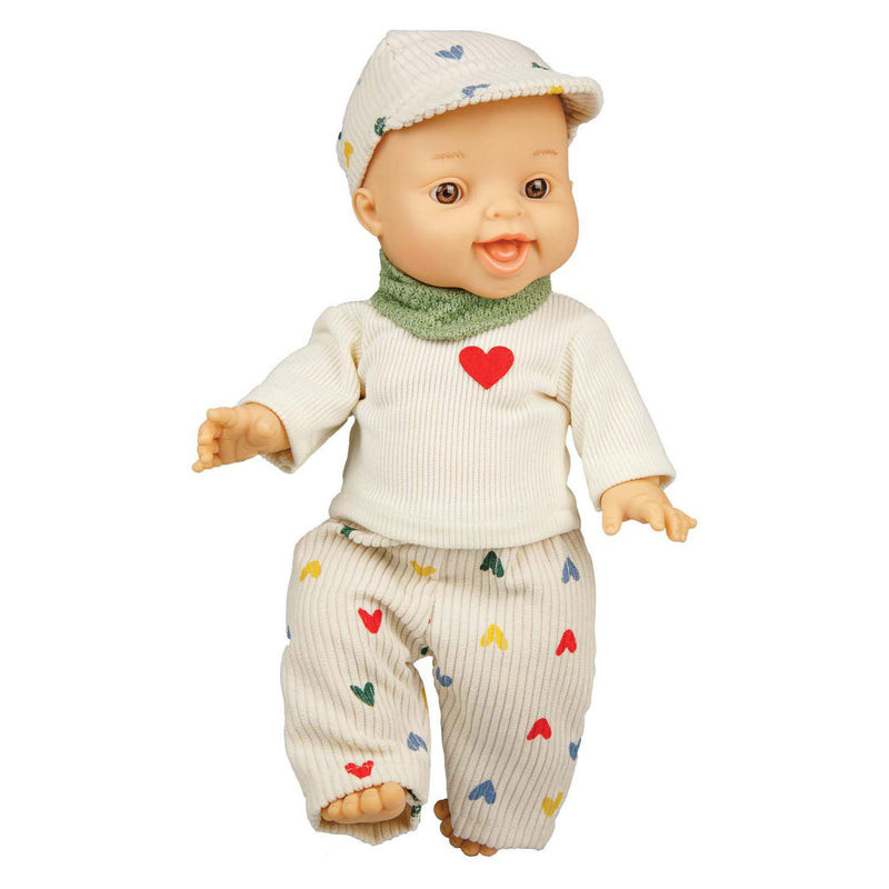 Load image into Gallery viewer, Heless poppen ribfluwelen broek hartjesconfetti, 35-45 cm
