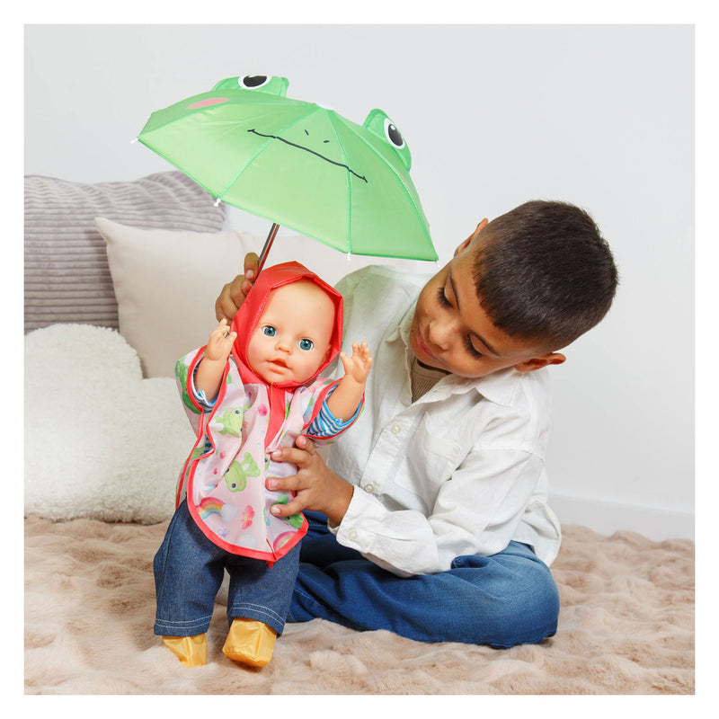 Load image into Gallery viewer, Heless regenpak voor poppen met regenjas, paraplu en laarzen - maat 28-35cm
