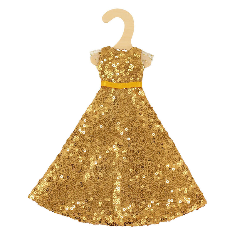 Load image into Gallery viewer, Heless paillettenjurk goldstar voor modepoppen - 29cm
