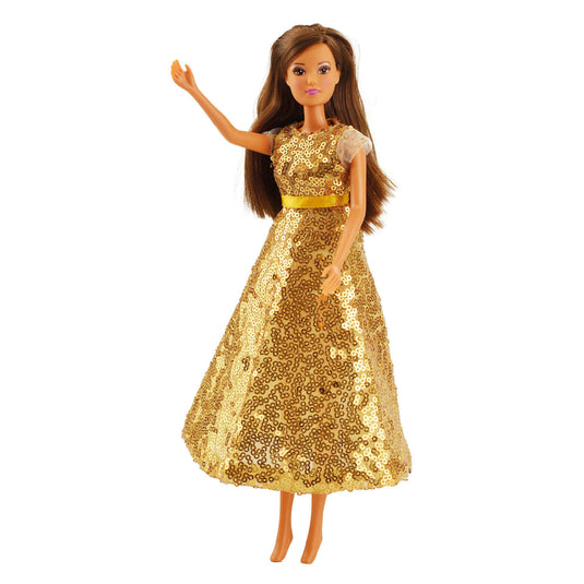 Heless paillettenjurk goldstar voor modepoppen - 29cm