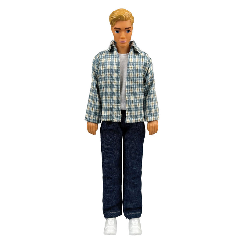 Load image into Gallery viewer, Heless geruit overhemd met jeans voor modepoppen - 29cm
