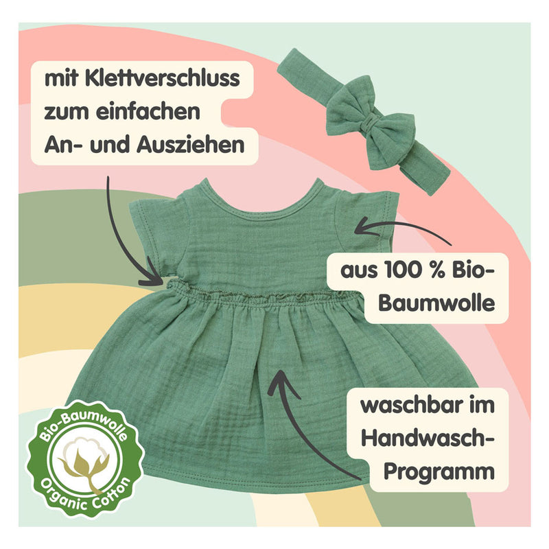Load image into Gallery viewer, Heless meisjes babypop met groen jurkje - 34cm

