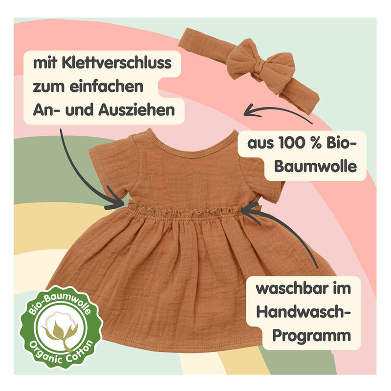 Load image into Gallery viewer, Heless meisjes babypop met bruin jurkje - 34cm
