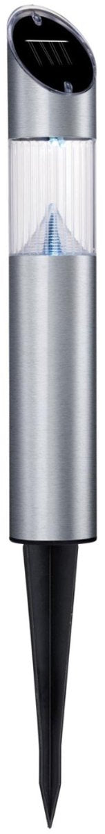 Grundig solar tuinlamp - 2 led lampen - koel wit licht - ip44 spatwaterdicht - brandduur 6-8 uur - 75,5 cm - zilver