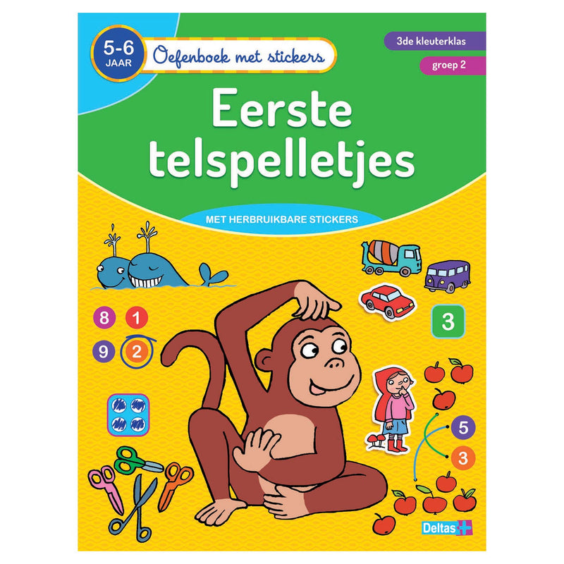 Load image into Gallery viewer, Deltas oefenboek met stickers - eerste telspelletjes (5-6 jaar)
