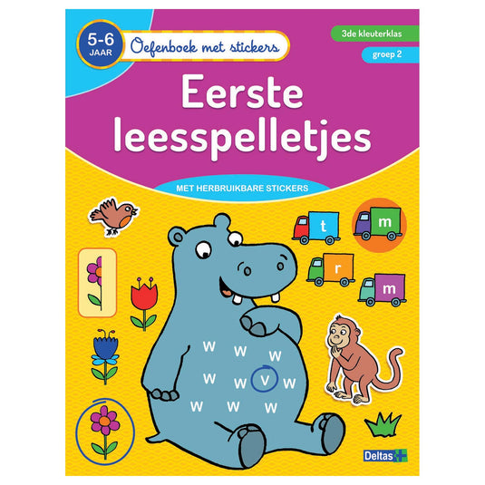 Deltas oefenboek met stickers - eerste leesspelletjes (5-6 jaar)