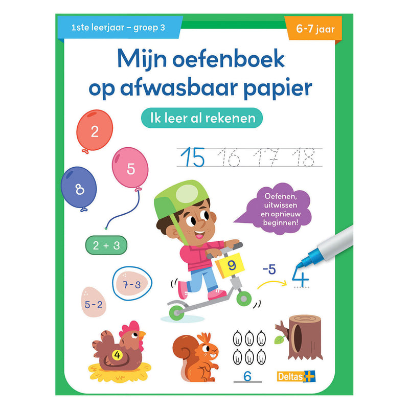 Load image into Gallery viewer, Deltas oefenboek afwasbaar papier ik leer al rekenen (6-7 j.)
