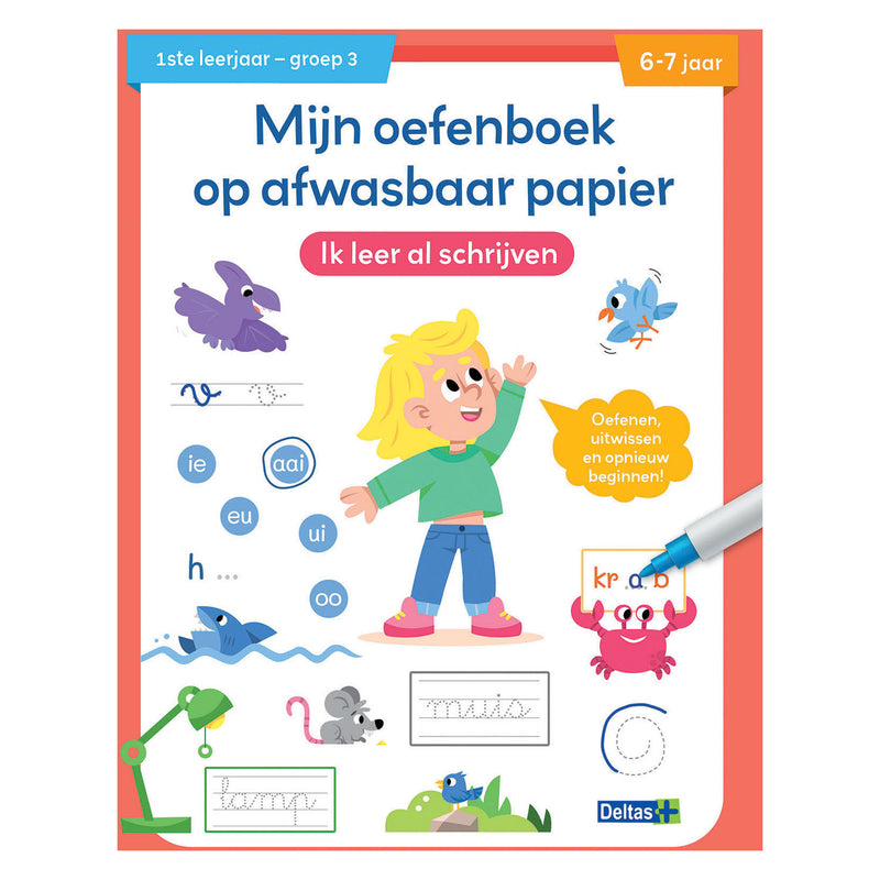 Load image into Gallery viewer, Deltas oefenboek afwasbaar papier ik leer al schrijven (6-7 j.)
