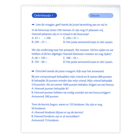Oefenblaadjes Vraagstukken Rekenraadsels (8-9 J.)