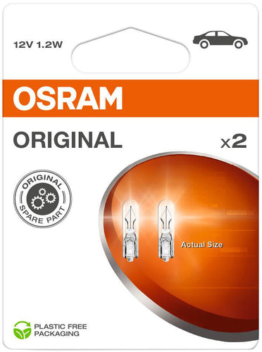 Osram glasfitting gloeilamp 12 v, 1,2 w glass base 12v1,2w 272102 blister