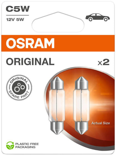 Osram slingerlamp soff.lamp 12v 5w 2pcs.sb base sv 8.5-8