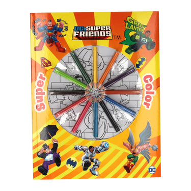 Boek specials nederland bv super color kleurboek dc super friends met potloden