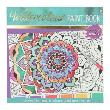 Wins holland waterverfkleurblok volwassenen - mandala's - incl penseel en 6 kleuren waterverf