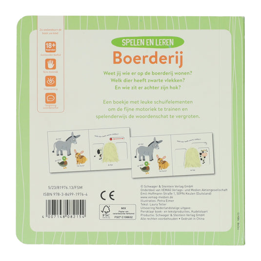 Wins holland kartonnen schuifboekje - spelen en leren boerderij