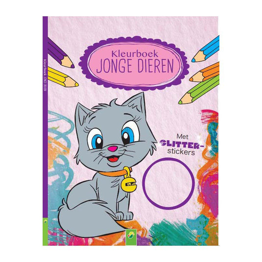 Wins holland kleurboek jonge dieren met glitter stickers