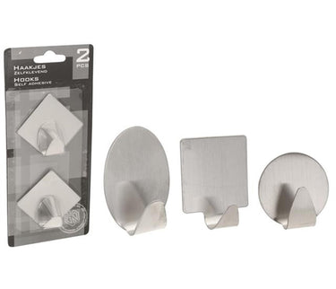 Storage solutions haakjes rvs 2 stuks, zelfklevend ( per kaartje )