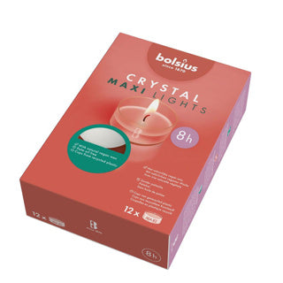 Bolsius clear cup maxi licht 8u doos 12 | 6 stuks