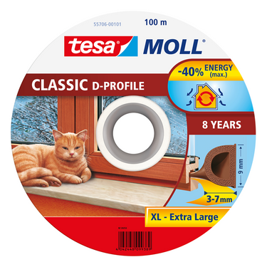 Tesa 1067490 - moll d-profiel wit 100m | 1 stuks