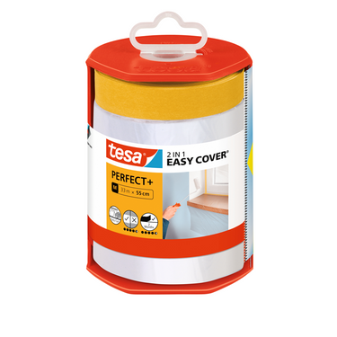 Tesa easy cover perfect+ dispenser m beschermfolie met washi tape – 33m x 0,55m