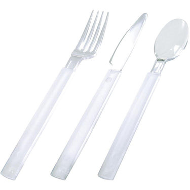 Duni wegwerp bestekset libra 6x mes, 6x vork, 6x lepel transparant
