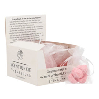 Load image into Gallery viewer, Amberblokje roos rose 2,5 cm organza zakje 4 stuks | 12 stuks
