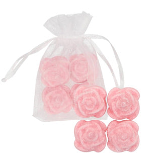 Load image into Gallery viewer, Amberblokje roos rose 2,5 cm organza zakje 4 stuks | 12 stuks
