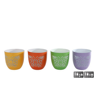 Theelichthouder vlinder 4 assorti metaal | 4 stuks