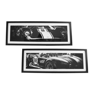 Schilderij racecar 2 assorti metaal glas 30x80x2cm | 2 stuks