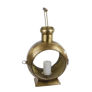 No brand lantaarn berend antiek goud glas metaal 33x23x46cm