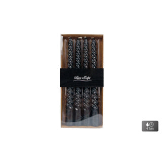 No brand tafelkaars twist zwart 4uur 4stuks 2x2x20cm | 12 stuks