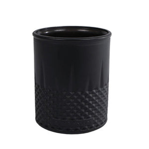 No brand theelichthouder diamond mat zwart glas 9x9x10,5cm | 6 stuks