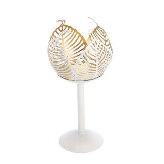 Load image into Gallery viewer, No brand theelichthouder op voet leaf lina crème goud metaal 10x10x21cm | 2 stuks
