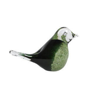 Sculptuur bird groen glas 15x7x9,5cm | 2 stuks