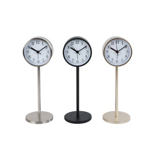 Klok rikki 3 assorti metaal 8x8x23cm exclusief batterij | 2 stuks