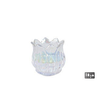 No brand theelichthouder tulip luster pearl glas 7x7x7cm | 4 stuks