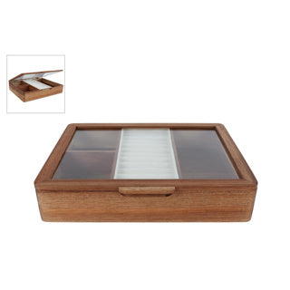 No brand sieradendoos jet naturel acacia 19x19x22cm | 2 stuks