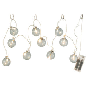 Lichtketting led op batterij glazen bollen grijs 165 cm | 4 stuks