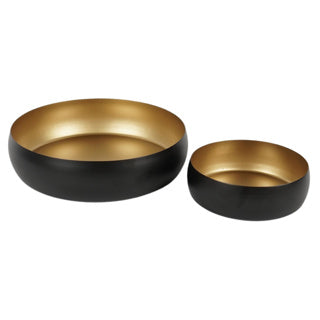 Schaal goud mat zwart 14,5 cm 2 assorti set van 2 | 4 stuks