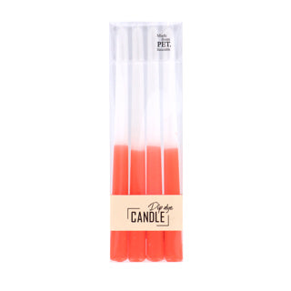Kaars dip dye wax oranje 30,5 x 2,2 cm 4 stuks