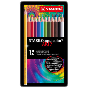 Stabilo 12 kleurpotloden aquacolor in metalen doosje