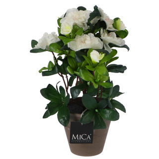 Edelman kunstplant azalea wit in pot | 2 stuks