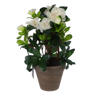 Edelman kunstplant azalea wit in pot | 2 stuks
