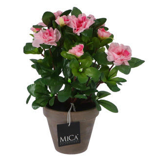 Edelman kunstplant azalea roze in pot | 2 stuks