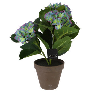 Load image into Gallery viewer, Kunstplant hortensia paars in pot
