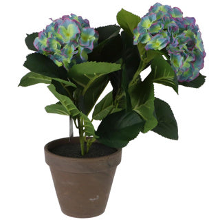 Kunstplant hortensia paars in pot