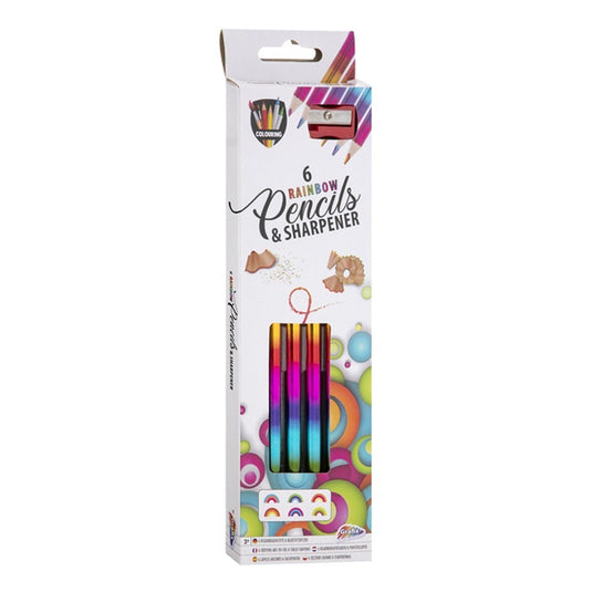 Grafix regenboog potloden met puntenslijper, 6st